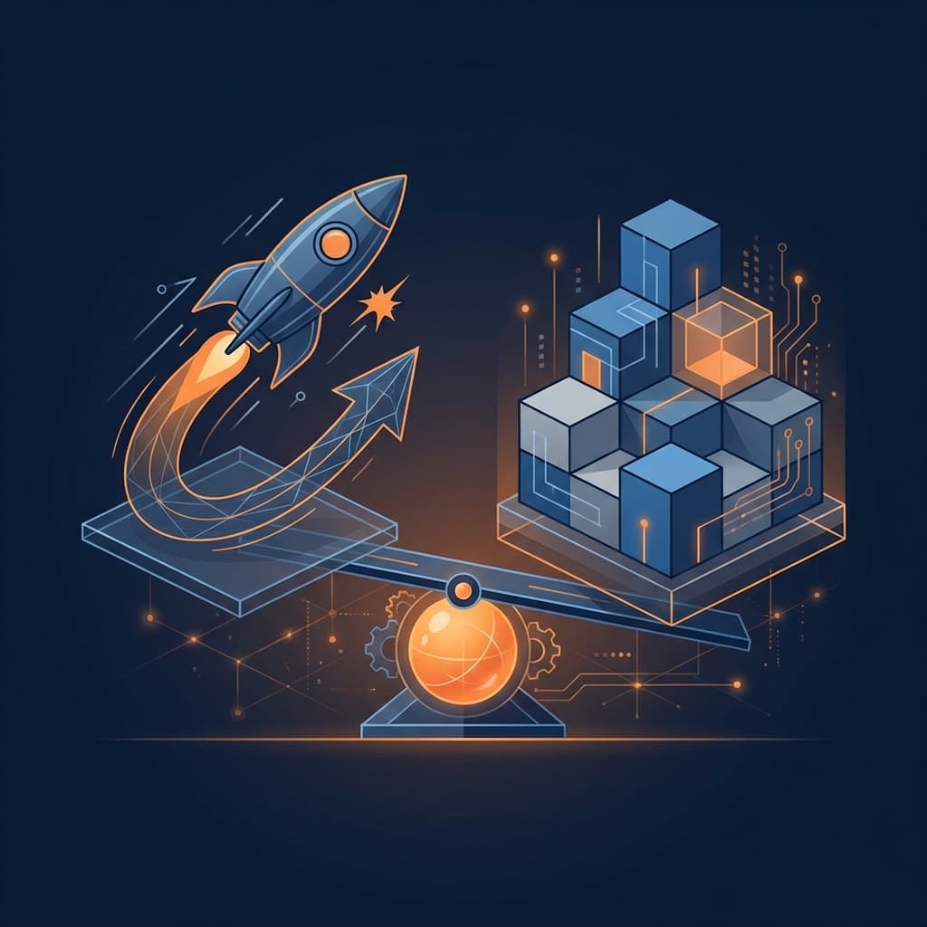 Product planning illustration comparing MVP scope with full product delivery requirements.