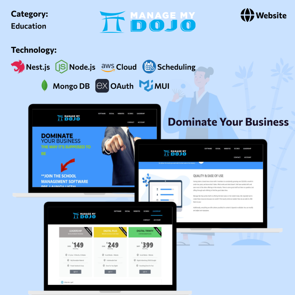 Manage My Dojo product interface