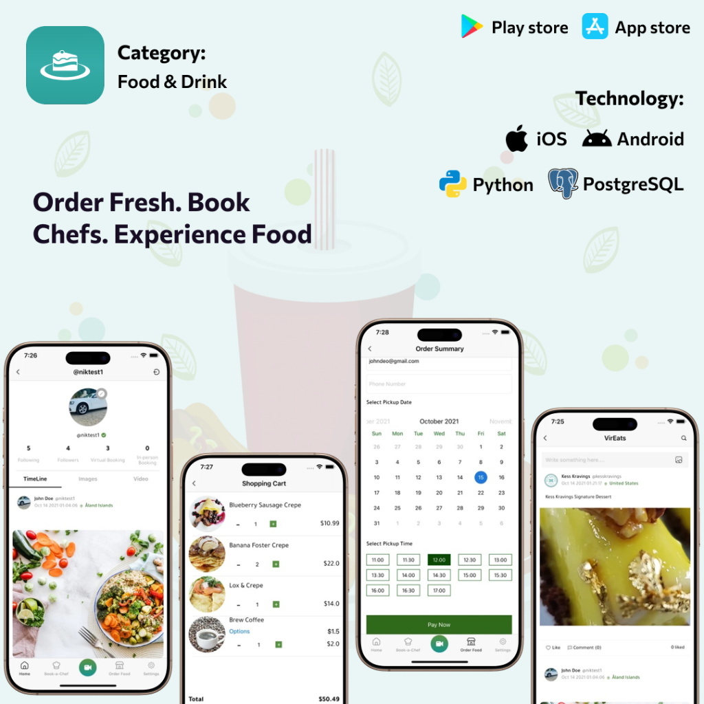 Vireats product interface from the case study
